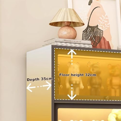 Black Glass Display Cabinet for Collectibles - Floor Standing Curio Shelf with 4 Shelves - Trophy Case for Living Room & Study - Modern Design, 70x35x106.2CM