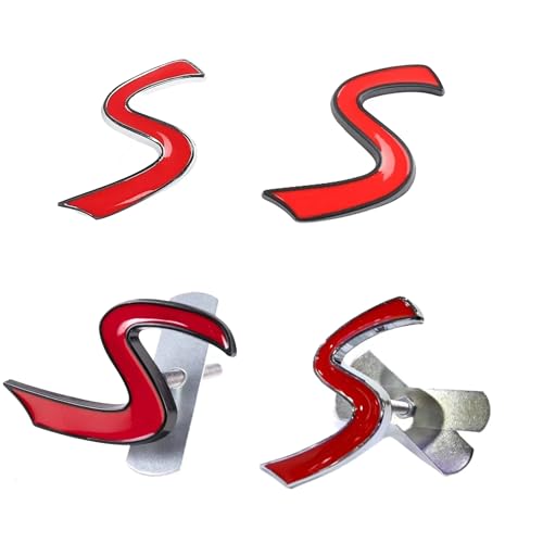Image of 1x Metal S Lettering Front Grille Grill Chrome Emblem Badge Fit for Universal Cars(red Silver)