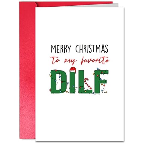 TQDaiker Funny Christmas Card for Husband, Christmas Gift for Boyfriend, Merry Christmas to My Favorite DILF Card for Him Cover