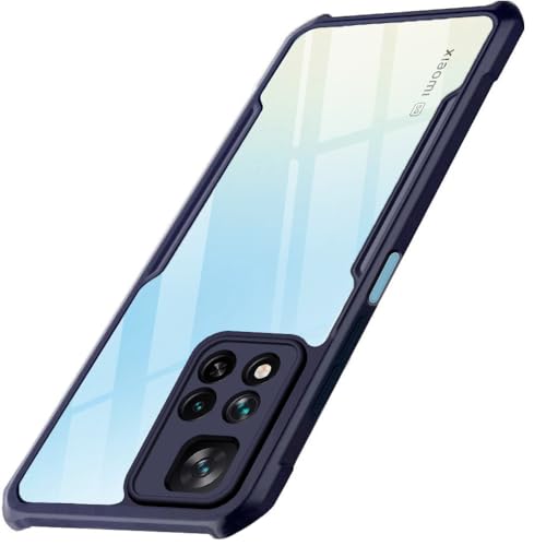 Image of TheGiftKart Shockproof Crystal Clear Back Cover Case for Xiaomi 11i 5G / 11i Hyper Charge 5G | 360 Degree Protection | Protective Design | Transparent Back Cover Case (PC & TPU, Blue Bumper)