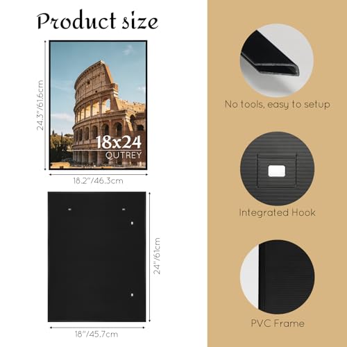 Image of QUTREY 18x24 Poster Frames 6 Packs, Black 18x24 Frames for Wall Mounting, Display 18 x 24 Posters, Photos & Art Prints Vertically or Horizontally