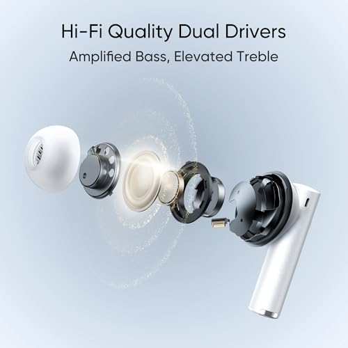 Image of realme in Ear Buds Air 6 Pro with Dual Drivers(11Mm+6Mmtweeter),40 Hours Play Time,Fast Charge,50 Db ANC,Lhdc 5.0,55Ms Low Latency,360 Spatial Audio,Ip55 Dust&Water Resistant,Bt V5.3(Silver Blue)