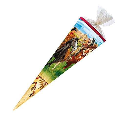 Preisvergleich Produktbild Schultüte / Zuckertüte / 85cm / eckig / "Cowboy und Indianer"