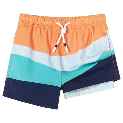 Image of SURF CUZ Boys Swim Trunks with Boxer Brief Liner Toddler Boy Stretch Swimsuit Shorts Quick Dry Swimming Trunks Bathing Suit