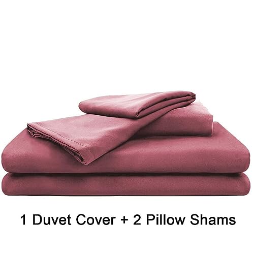Couturebridal Old Pink Duvet Cover Queen Size 3 Pcs Mauve Duvet Cover Set Soft Microfiber Minimalist Style Solid Color Comforter Cover With Zipper Corner Ties thumb #5