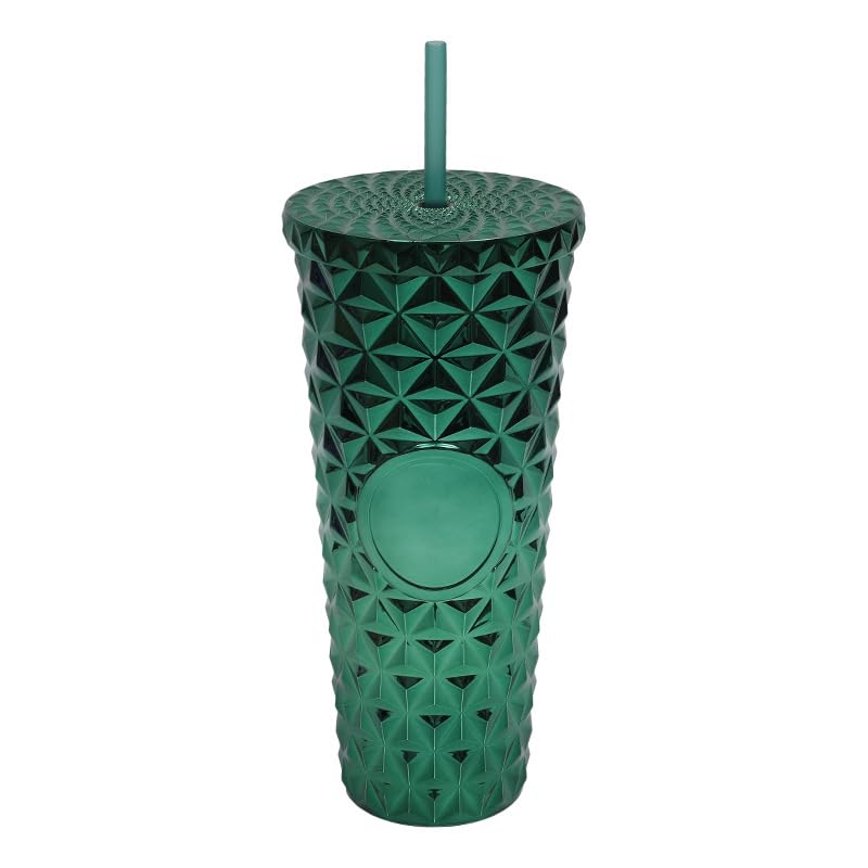 Ruinapleco 24oz Tumbler with Lid and Straw, BPA-FREE, Plastic Double Wall Insulated Water Bottles, Jeweled Cups with Leakproof Lid, Bling Crystal