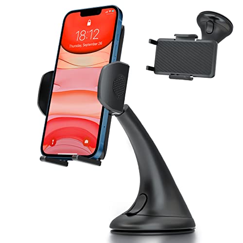 Leaflai Support de téléphone Portable Universel à Ventouse 2 en 1 Rotatif à 360° pour Pare-Brise de Voiture Porte Telephone Voiture Compatible avec iPhone Samsung Huawei LG
