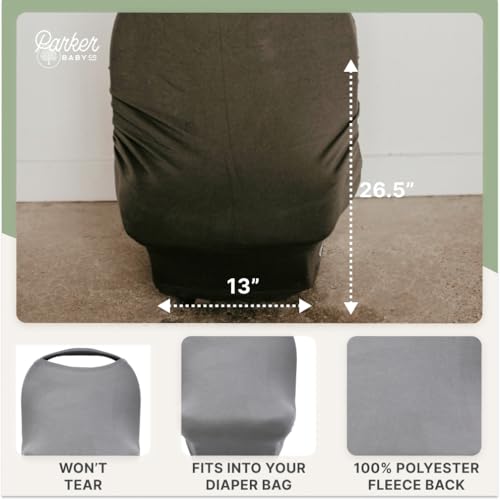Image of Parker Baby 4 in 1 Car Seat Cover for Girls and Boys - Stretchy Carseat Canopy, Nursing Cover, Grocery Cart Cover, High Chair Cover - Gray