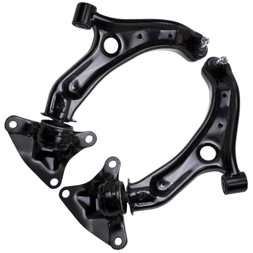 Image of Detroit Axle - Front Lower Control Arms Kit for 2009-2014 Honda Fit, 2010-2011 Insight, 2 Lower Control Arms w /Ball Joints, 2 Outer Tie Rods Replacement