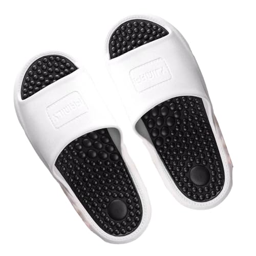 Massage Slippers with Thick Sole for Women Indoor Outdoor Bathroom Pool Gym Use, White Size 42-43