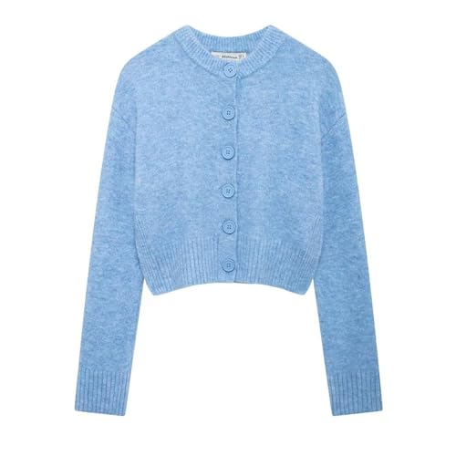 Chunky Knit Cardigan Cropped Cardigan Sweater Women Fall Button Down Knitted Outerwear S~L
