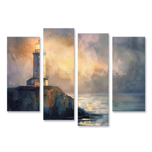 Tableau sur toile grand phare rétro pour illuminer un salon sombre