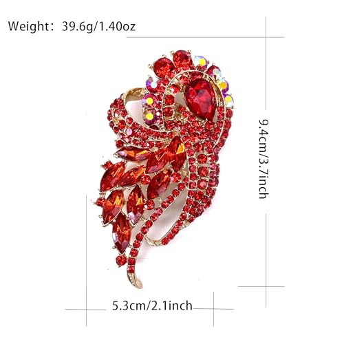 Image of LAXPICOL Vintage Clear Austrian Crystal Elegant Flower Bouquet Wing Brooch for Women