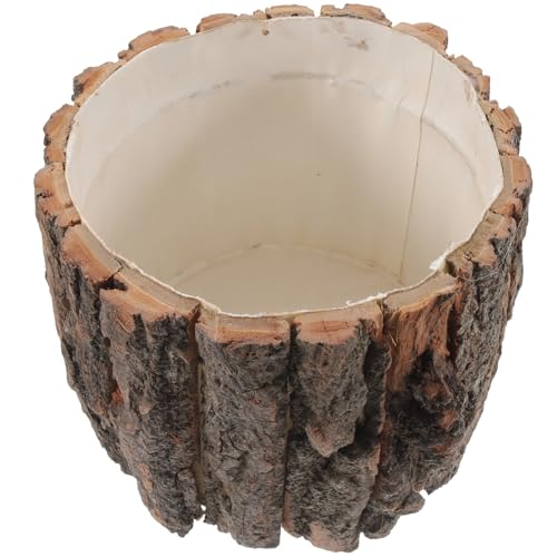 TIDTALEO Rustic Wood Bark Planter Large Tree Stump Flower Pot Plant Container for Indoor Outdoor Home Garden Decor