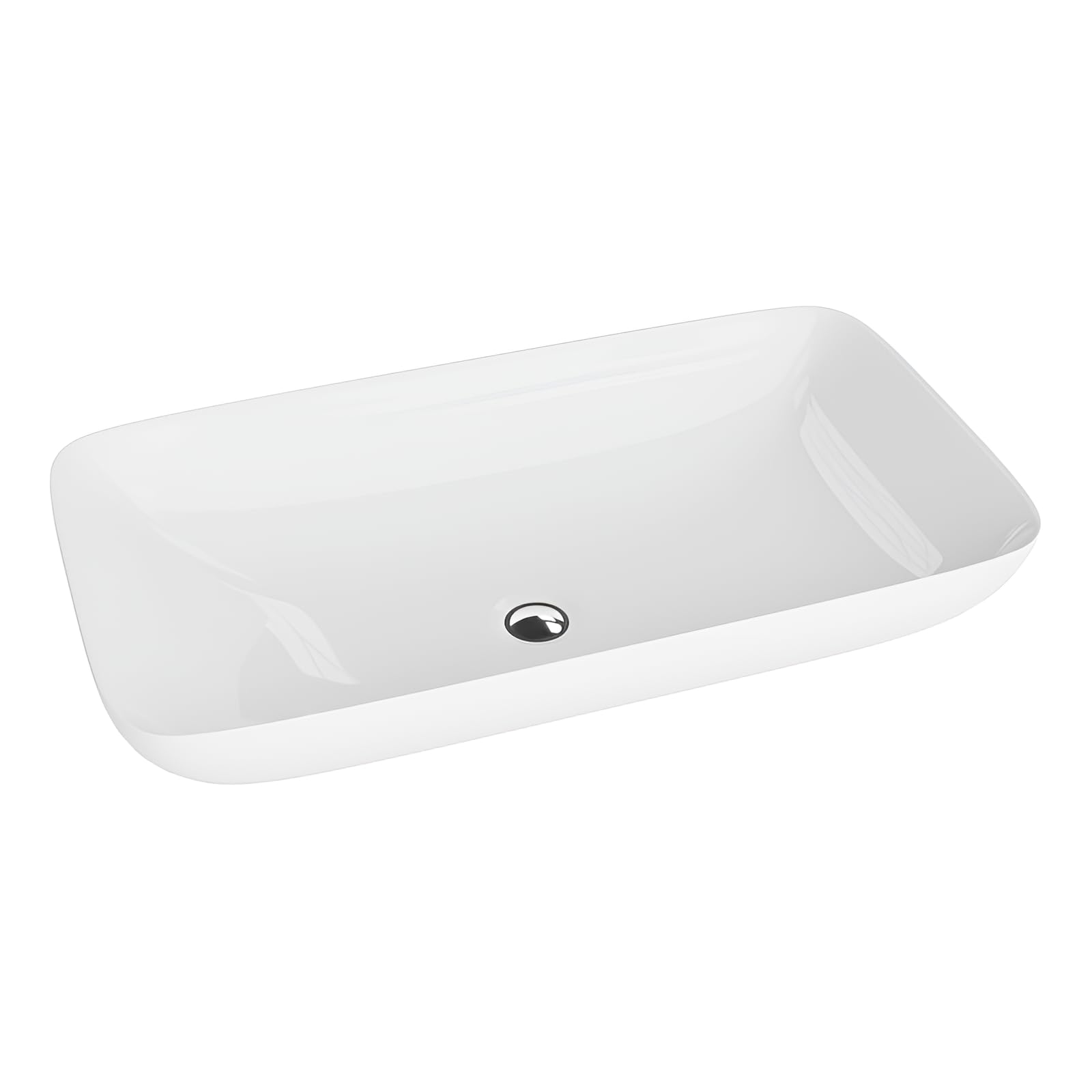 LAVITA Aufsatzwaschtisch Toro Aufsatzwaschbecken Rechteckig Waschbecken Ohne Überlauf und Hahnloch Aus hochwertigem Porzellan Waschtisch modernes Badkeramik Waschplatz 70,5x39x13,5 cm Weiß Glanz