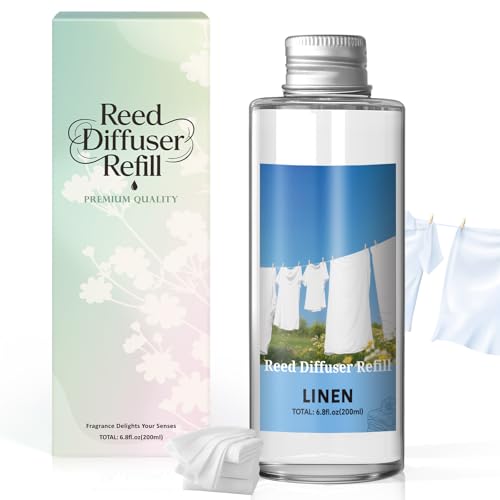 SCENTORINI Raumduft Nachfüller 200ml Leinen Raumdüfte Nachfüllflasche mit Duftstäbchen für Stäbchen Diffuser Langanhaltender Aroma Refill für Wohnzimmer Schlafzimmer Badezimmer