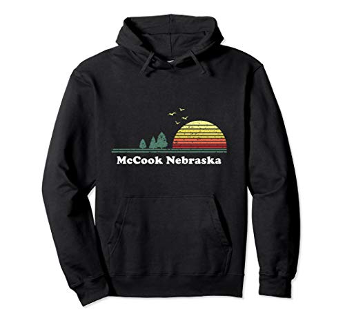 Vintage McCook, Nebraska Sunset Souvenir Print Pullover Hoodie