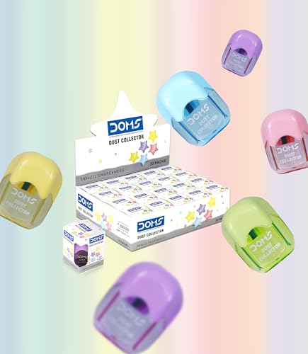 Image of DOMS Multicoloured Dust Collector Sharpener Blister Pack of 20