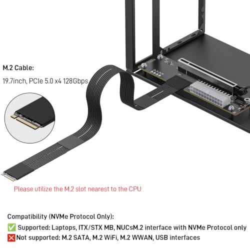 Image of OwlTree PCIe 5.0 x4 128Gbps eGPU Dock, for 50 Series Graphics Cards, M.2 NVME to PCIe x16 Riser Cable 50cm, Supports Standard ATX Power Supply & External GPU for Mini PC NUC Laptop