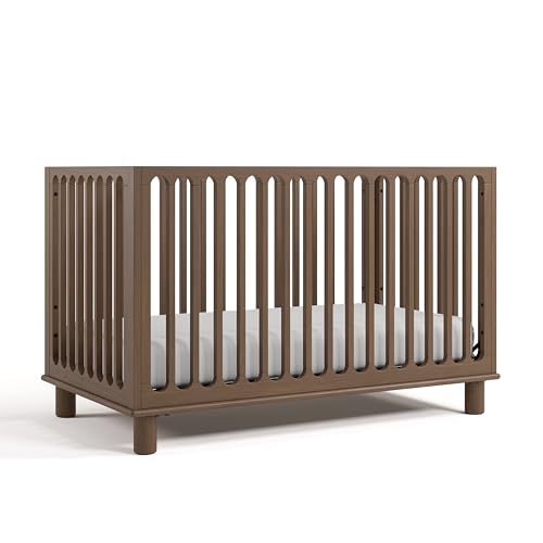 Image of Storkcraft Sicily 3-in-1 Convertible Crib with Toddler Rail Included – GREENGUARD Gold Certified, 100% Solid Wood, Converts to Toddler Bed, Fits Standard Baby Crib Mattress (Hazelnut)