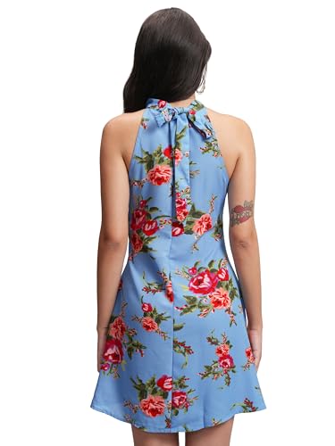 Image of Tokyo Talkies Women's Floral Mini Flared Dress | Halter Neck & Playful Silhouette | Chic & Effortlessly Feminine