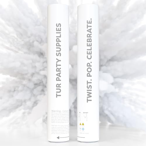 White Powder Cannons Smoke Bombs Biodegradable Poppers | 2 Pack | Launch up to 25 ft | 12 inch | Decorations For Photoshoots, Gender Reveal, Celebrations, Festivals, and Parties | TUR Party Supplies