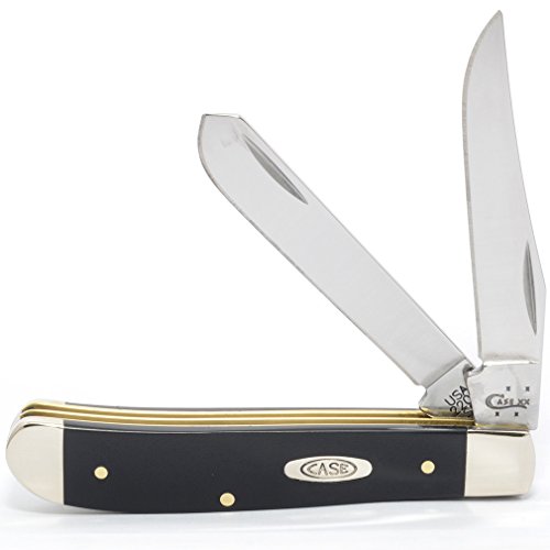 CASE XX WR Pocket Knife Black Synthetic Cv Mini Trapper Item #22352 - (2207 Cv) - Length Closed: 3 1/2 Inches