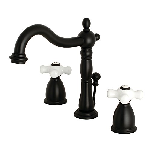 Kingston Brass KB1970PX Heritage 8" Widespread Lavatory Faucet with Brass Pop-Up, 6-1/2" in Spout Reach, Matte Black Kingston Brass KB1970PX Heritage 8" Widespread Lavatory Faucet with Brass Pop-Up, 6-1/2" in Spout Reach, Matte Black