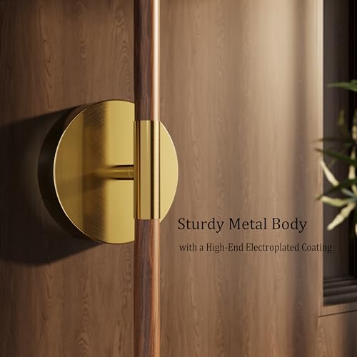 Image of 24 Inch Battery Operated Wall Sconce Set of 2-8000mAh, Rechargeable, Dimmable, 3000K-6000K, Remote, Touch Control, Timer, 350 Rotate, LED Wall Lamps for Living Room, Bedroom, Walnut Gold