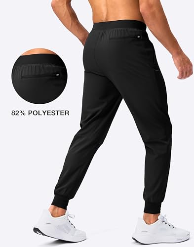 Pudolla Mens Joggers with Zipper Pockets Lightweight Sweatpants Workout Athletic Pants for Gym Running Golf3