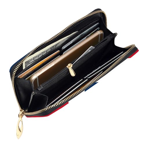 Dominican Republic Long leather wallet - with zipper - portable and waterproof, suitable for office, study and daily use4