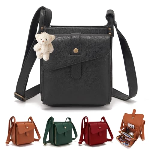 Dollver Crossbody Purse, Dollver Crossbody Leather Bag, Multi-Pocket Shoulder Bag with Adjustable Strap