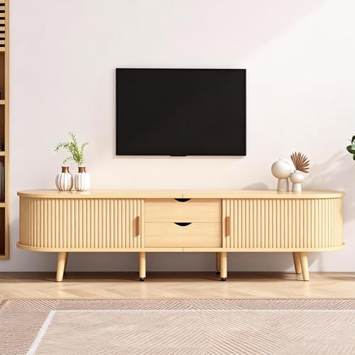 Jaxenor 175cm TV Schrank mit Stauraum, Runder Tischplatte TV Board für 70...