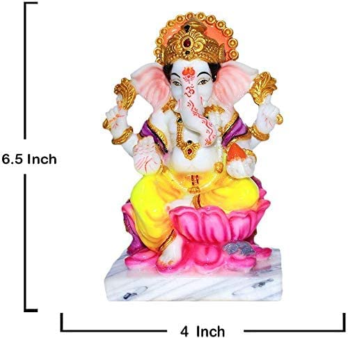 KRISHNAGALLERY1 Laxmi Ganesh Marble Finish Statue Ganesh Ji murti Ganesha Idol Laxmi MATA Murti Home Temple Poojan Use Office Poojan Vastu Gifted use Item Statue Decorative Showpiece 17 cm,Multicolor 1