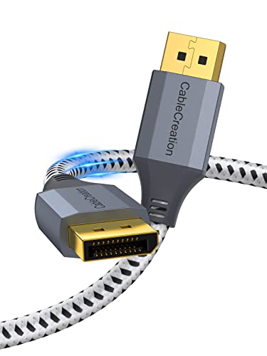 CableCreation 8K DisplayPort Kabel 1.4, 3M DisplayPort auf DisplayPort Kabel Unterstützt UHD 8K@60Hz 4K@144Hz 2K@165Hz, HDR, HBR3, DSC1.2, Vergoldet DP Kabel für Laptop/PC/TV Beamer/Spielmonitor, Grau
