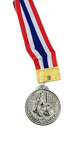 Football Medal Silver Plated with Ribbon