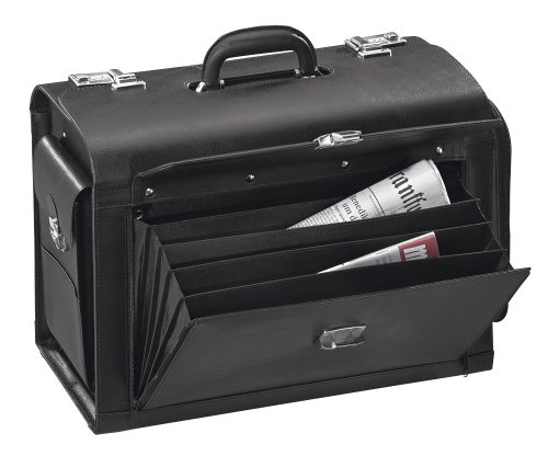 Alassio Trolley Pilotenkoffer Rocca II - Valise Business Microfibre 46cm 90L Avec 2 Roulettes - Noir