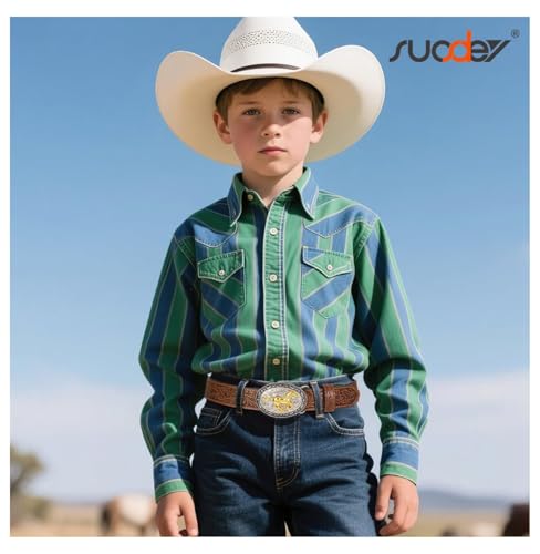 Kids Western Belts for Boys Girls, Embossed Leather Cowgirl Belt for Jeans - Adjustable Toddler Belts with Detachable Buckle, Gift for Christmas 6