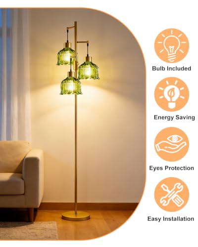 Image of Lightdot Globe Floor Lamp with LED Bulbs Included, Dimmable Floor Lamps,Unique Modern Standing Tall Lamp for Bedroom Living Room /Sofa Beside /Corner Decor-Gold