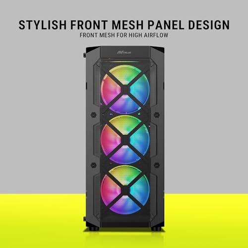 Image of Ant Value VM50 ARGB Mid-Tower Computer Case /Gaming Cabinet - Black | Support Micro ATX, M-ATX, ITX | Built-in USB 3.0 Port, Pre-Installed 4 ARGB Case Fans