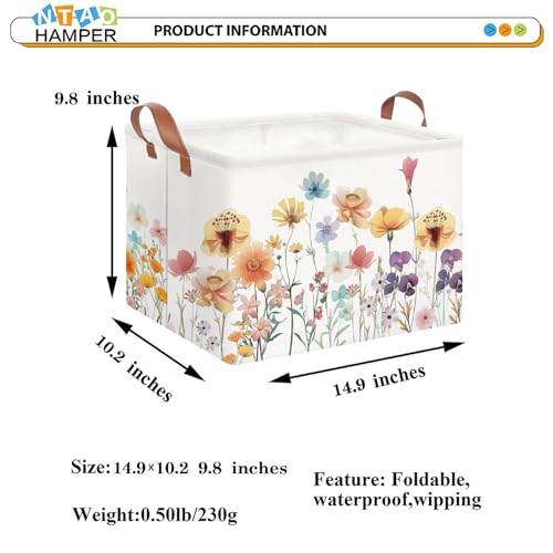 Image of NTAOHAMPER Boho Flower Nursery Basket ,Fall Wildflower Storage Bin with Handles for Your Baby and Lover to Load Your Love into it(Flower)