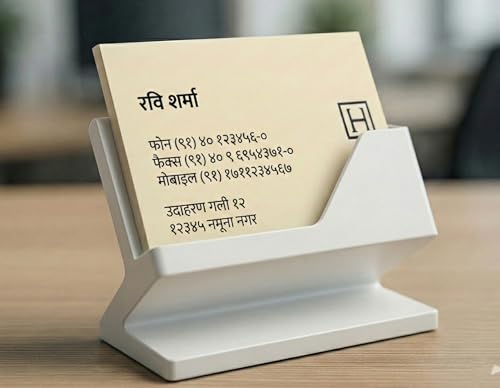 Image of Premium Business Card Holder for Desk | Visiting Card Stand Organizer | Modern Office Desk Card Display | Professional Card Holder for Office, Home & Reception (Daisy White) (Daisy White)