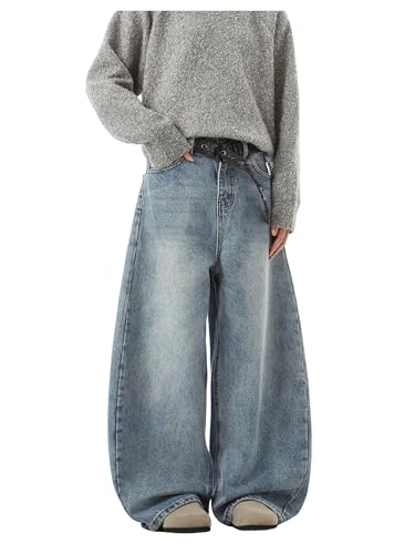 Floerns Men's Wide Leg Baggy Jeans Streetwear Loose Fit Y2k Hip Hop Denim Pants