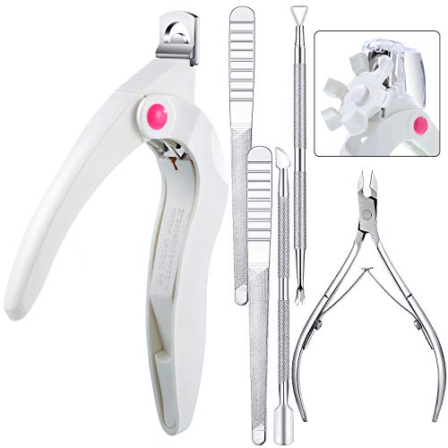 6 Pieces Nail Art Tools Set, Acrylic Nail Clipper Nail Cutter with Stainless Steel Cuticle Trimmer, Cuticle Pushers, Triangle Peeler Scraper, Nail Files Manicure Tool for Fingernails Toenails (Silver)