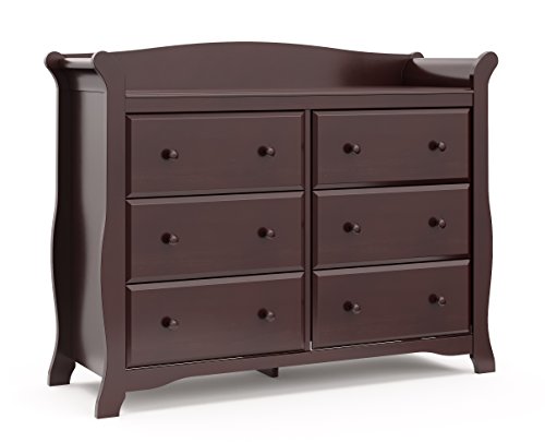 Storkcraft Avalon 6 Drawer Universal Dresser, Espresso, Kids Bedroom Dresser with 6 Drawers