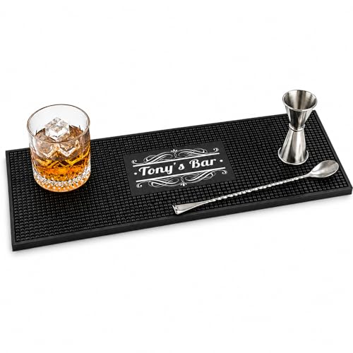 Personalized Bar Mat Custom Name Non-Slip PVC Rubber Spill Mat for Home Bar Countertop & Coffee Bar Easy-Clean Beer & Cocktail Mat Decor Gift for Bartender Newlyweds Drink Lovers
