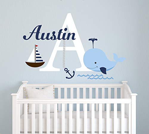 Vinilo decorativo náutico personalizado azul 24x16 pulg miniatura 3