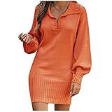 Strickkleid Damen, Lange Herbstkleider Kleider Für Hochzeitsgäste Plisseekleider Hochzeitskleidung Winterröcke Frugi Kleid Herbstkleid Grün Schicke Herbstkleider Röcke (Orange, M)