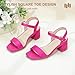 Hehainom Girls Heels Dress Shoes Square Toe Sandals Flower Girl Party Wedding Church Little Big Kid Shoes(Hotpinksuede 4 M US Big Kid)