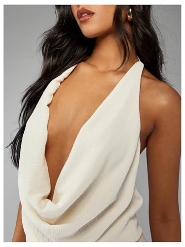 SOLY HUX Women's Deep V Cowl Neck Backless Halter Top Sexy Open Back Going Out Tops Party Clubwear4